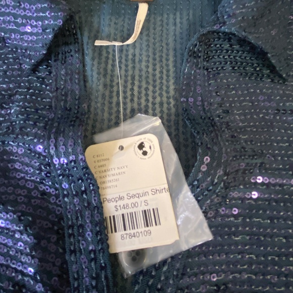 Navy Sequin Top by "Free People" - Picture 6 of 6